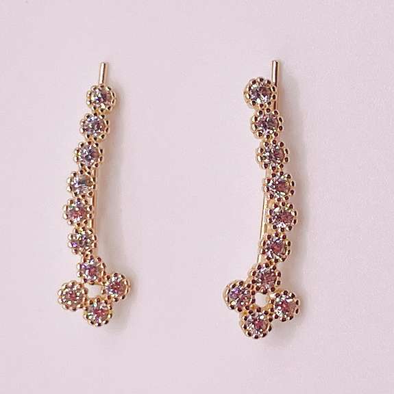 14kt Solid Yellow Gold & Diamond Earrings