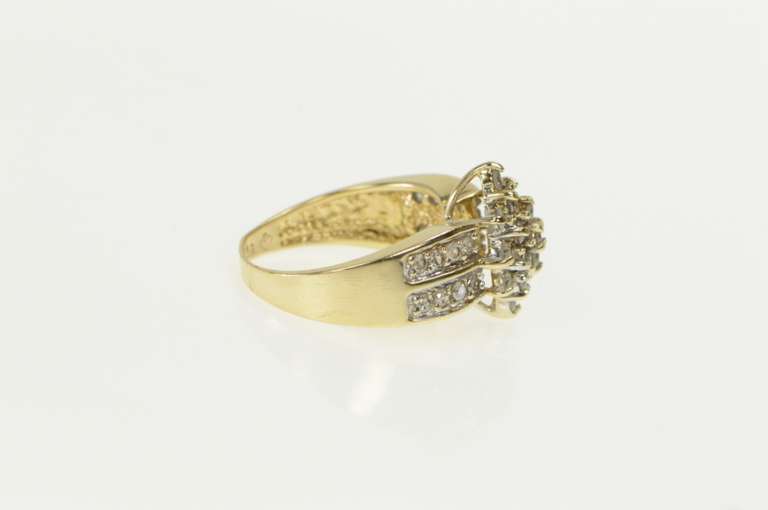 10K Yellow Gold Ctw Oval Diamond Cluster Vintage Statement Ring