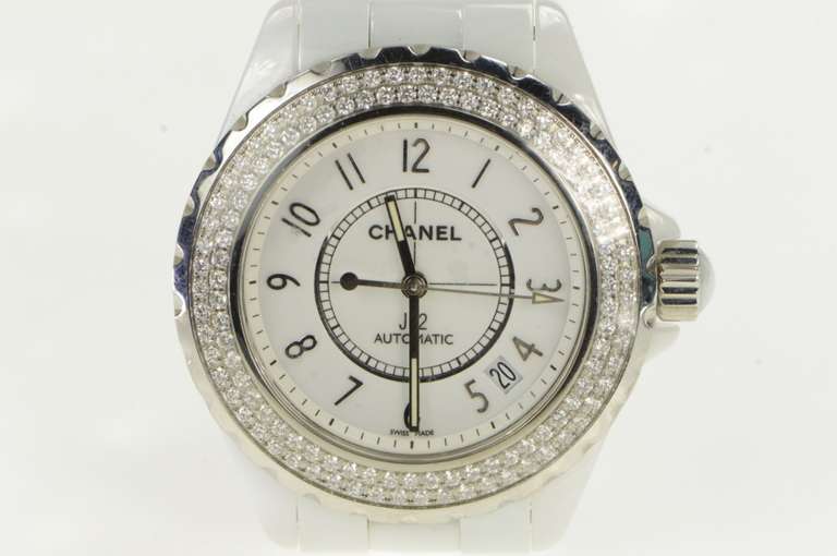 Chanel J-12 H0967 White Ceramic Diamond Women's Watch