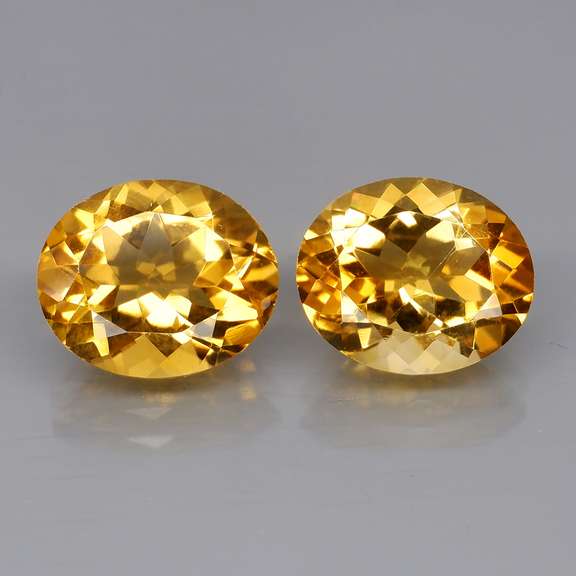 High fire 8.47ct golden yellow Citrine pair