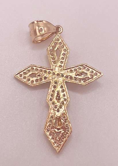 14kt Solid Yellow Gold Cross Pendant