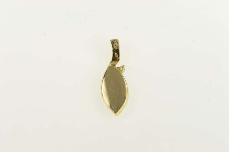 14K Yellow Gold Marquise Opal Diamond Accent Vintage Pendant