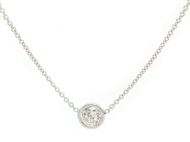 Remarkable 0.58ct Round Diamond Bezel Set Solitaire Necklace in 14K