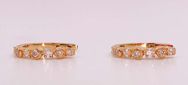 Gorgeous 18kt Yellow Gold Diamond Huggie Earrings