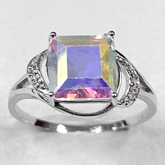 2.26 CT WHITE MYSTIC TOPAZ SILVER RING