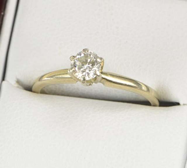 10K Yellow Gold 0.44 Ct Diamond Classic Solitaire Engagement Ring