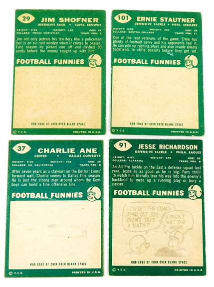 4 Topps 1960 Football Cards