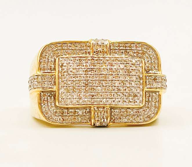 14kt Solid Yellow Gold & Diamond Men's Ring