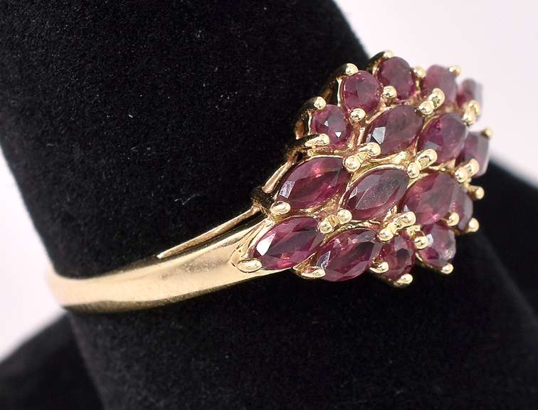 Foxy Cluster Ruby Ring In 14K Yellow Gold