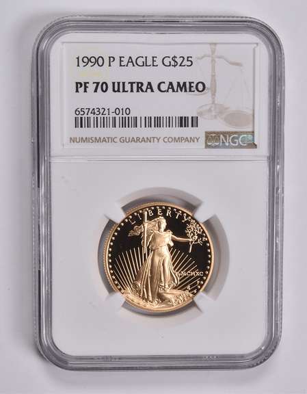 PF70 UCAM 1990-P $25 American Gold Eagle 1/2 Oz. .999 Fine Gold NGC