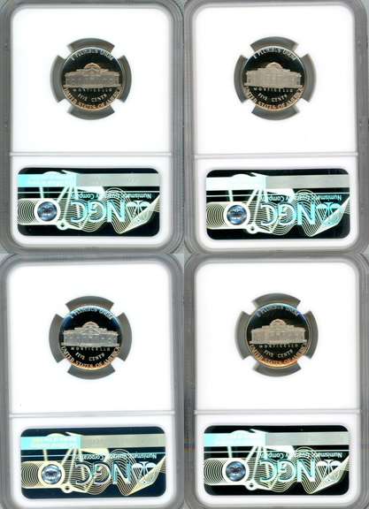 4 High Grade Proof Jefferson Nickels in NGC PF69 Ultra Cameo