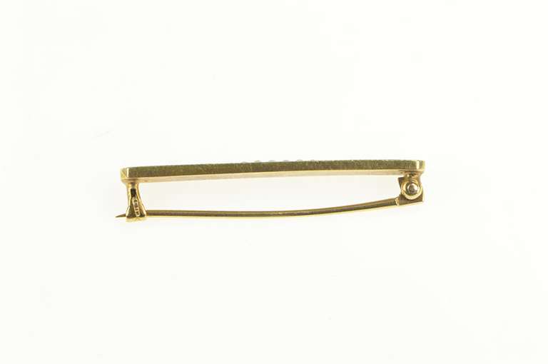 14K Yellow Gold Victorian Seed Pearl Engraved Pattern Bar Pin/Brooch