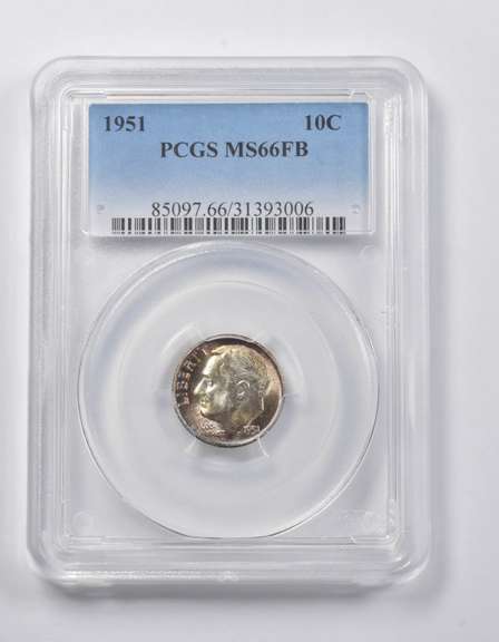 MS66 FB 1951 Roosevelt Dime PCGS Fantastic Tone