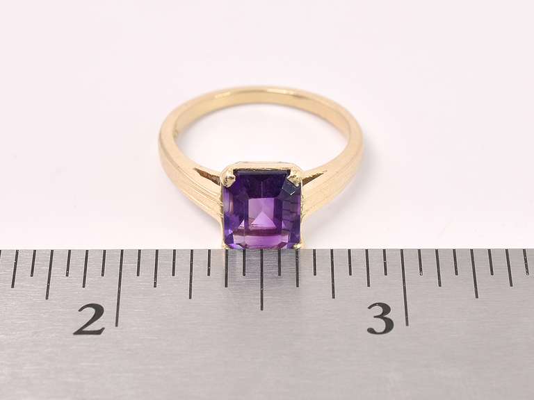 Beautiful Purple Amethyst Ring In 14K Yellow Gold