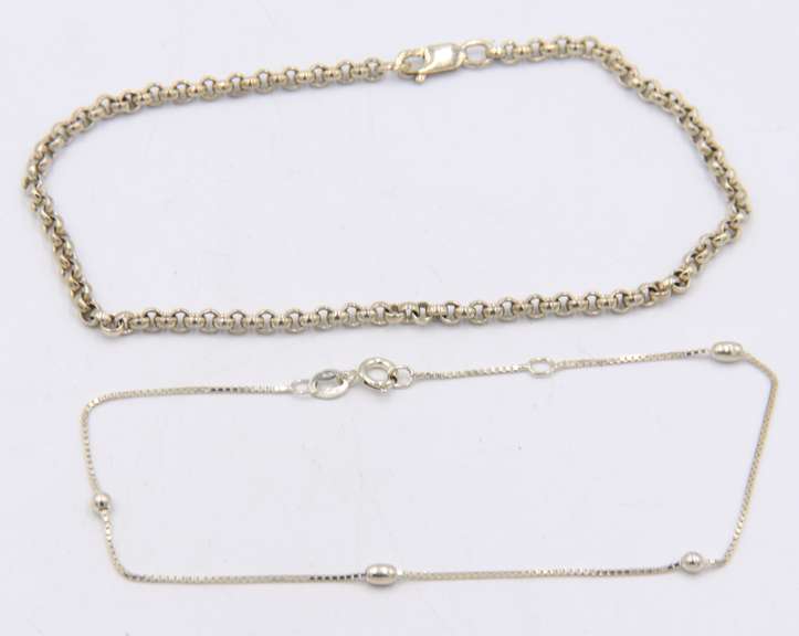Lot of 2 Vintage 925 Sterling Silver Anklets