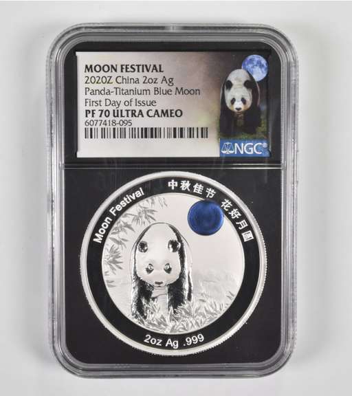 PF70UCAM 2020-Z China 2 Oz. .999 Fine Silver Panda Moon Festival NGC