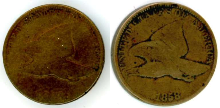 2 Different Flying Eagle Cents: 1857 & 1858