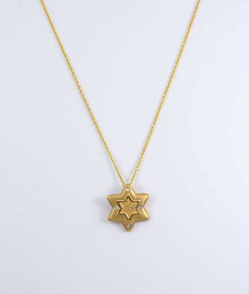 Tasteful Diamond Star of David Necklace in 14K YG