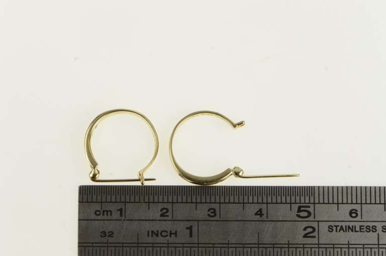 10K Yellow Gold Vintage Diamond Classic 15.5mm Hoop Earrings