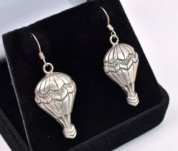 Hot Air Balloon Earrings In Sterling Silver