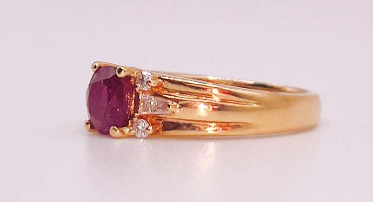 18kt Solid Yellow Gold, Ruby, and Diamond Ring