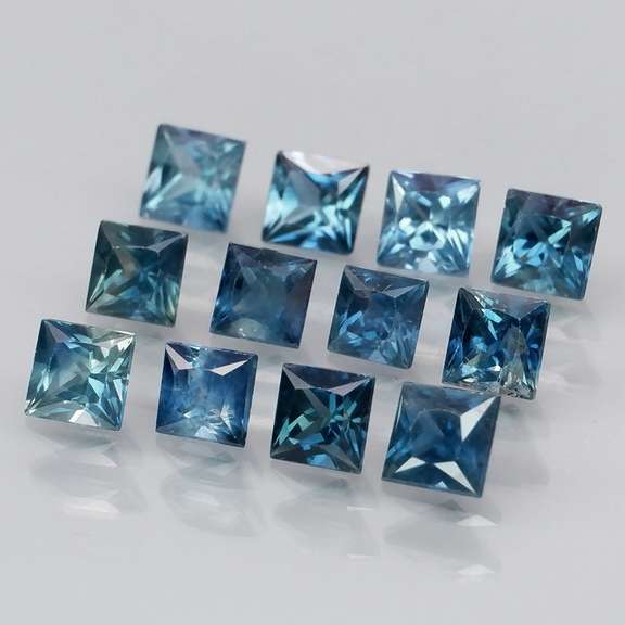 Heated only! 2.22ct blue green sapphire set
