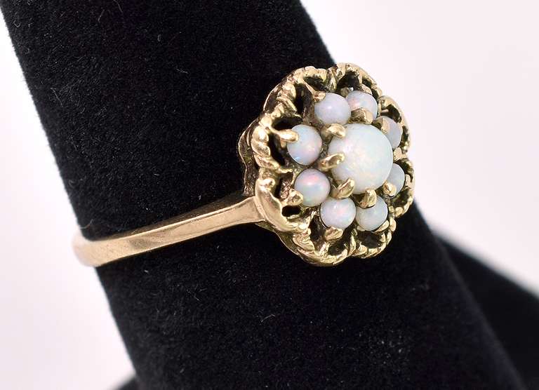 Vintage Opal Seed Ring In Yellow Gold