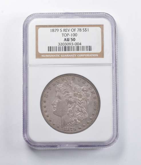 AU50 1878-S REV Of 78 Morgan Silver Dollar TOP 100 NGC