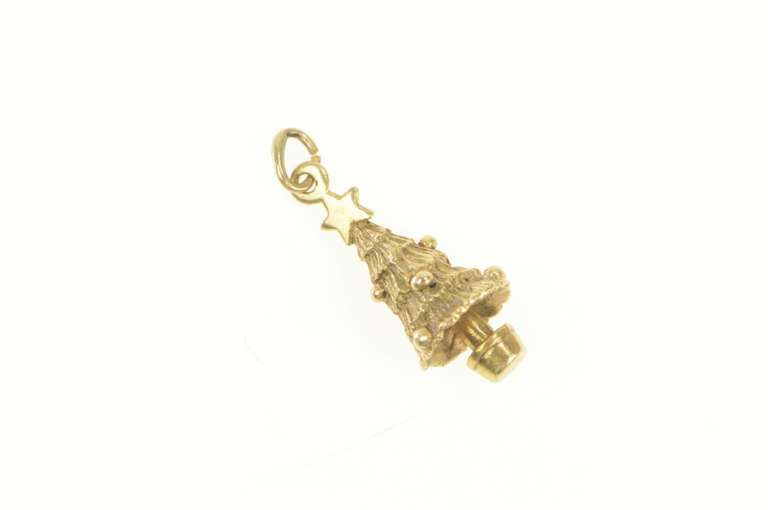 14K Yellow Gold 3D Christmas Tree Holiday Trad. Symbol Charm/Pendant