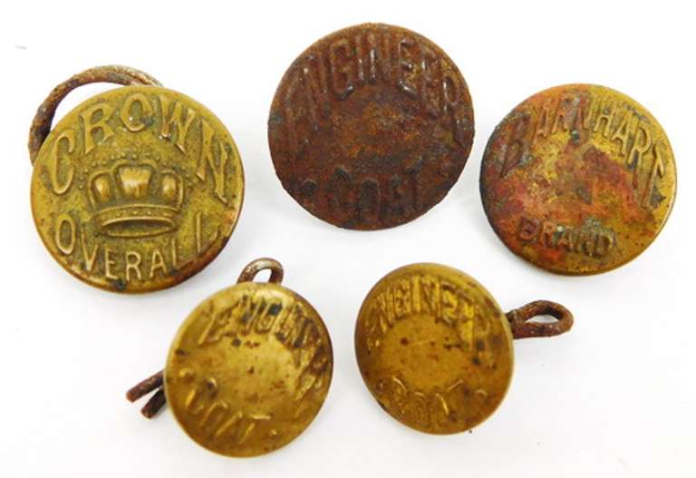 Rare Collection of Early Engineer Overall Buttons