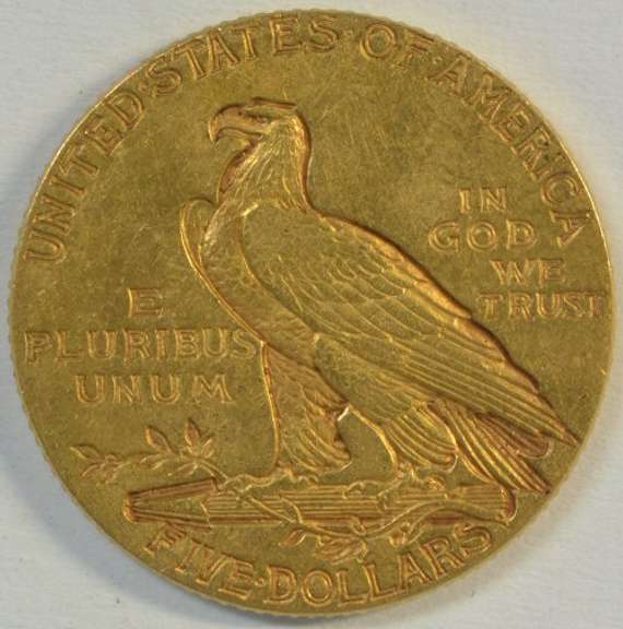 Desirable 1912 US $5 Indian Gold Piece. Nice