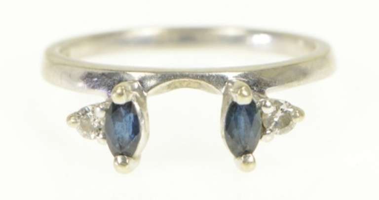 14K Yellow Gold Sapphire Diamond Wrap Wedding Band Ring