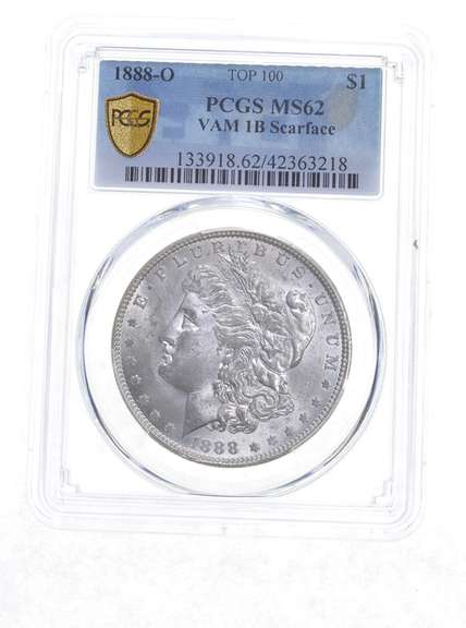 MS62 1888-O Morgan Silver Dollar - VAM 1B Scarface Top 100 Graded PCGS