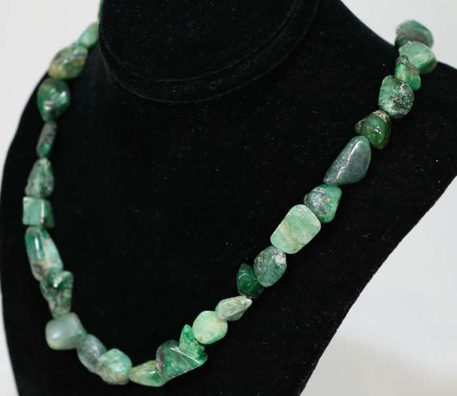 Genuine Emerald nugget necklace