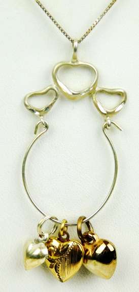 Vintage Sterling Heart Charm Holder Necklace