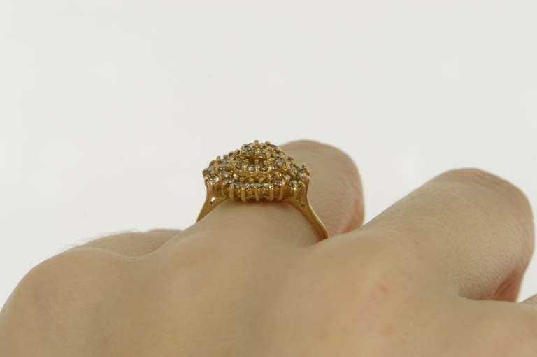 14K Yellow Gold 1.00 Ctw Classic Diamond Vintage Cluster Ring