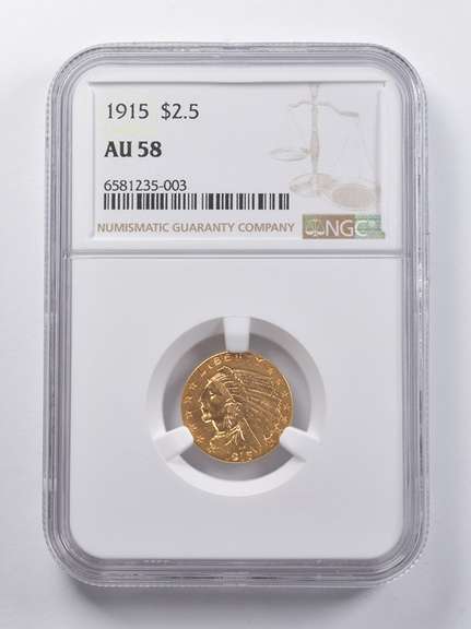 AU58 1915 $2.50 Indian Head Gold Quarter Eagle NGC