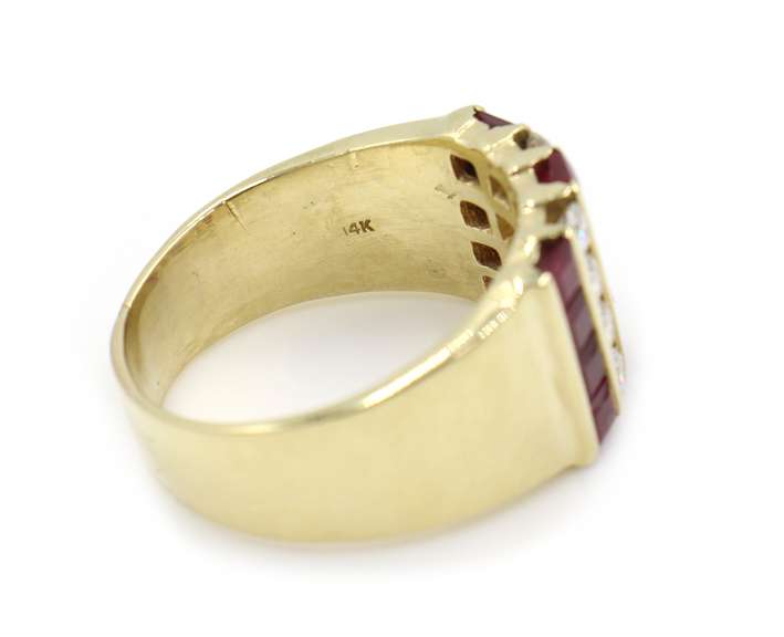 3.56ctw Ruby and Diamond Men's Ring in 14K