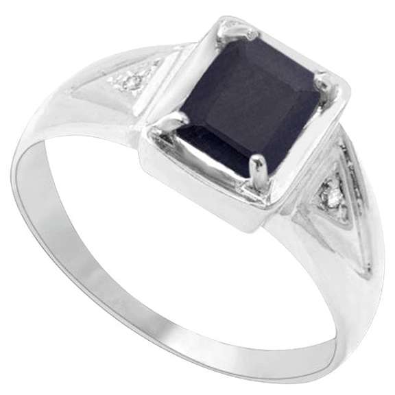 1.60 CT GENUINE BLACK SAPPHIRE SILVER RING