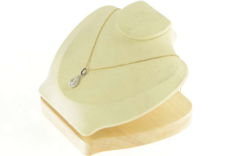 18K White Gold 2.09 Ctw Pear 1.40 Ct VS Diamond Halo Pendant