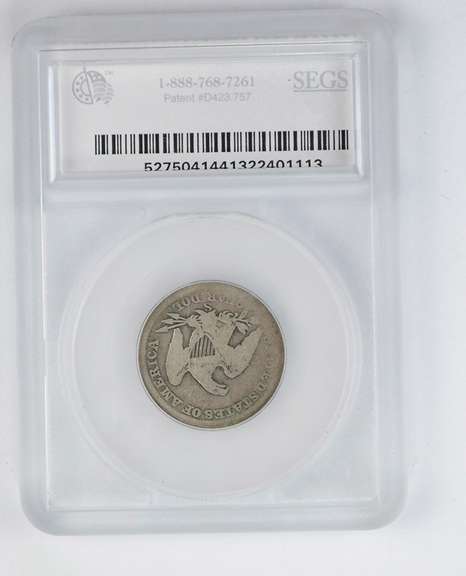 G6 1860-S Seated Liberty Quarter - Graded by SEGS