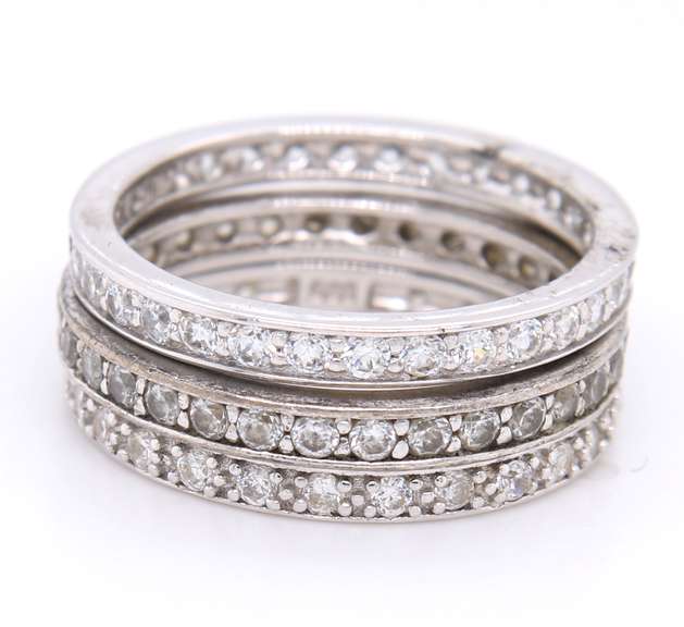 Lot of 3 Vintage 925 Sterling Silver Cubic Zirconia Bands