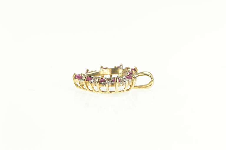 10K Yellow Gold Ruby Diamond Classic Heart Love Symbol Pendant