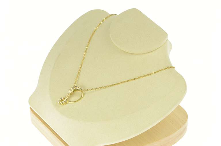 14K Yellow Gold 0.27 Ctw Diamond Ornate Floral Loop Slide Pendant