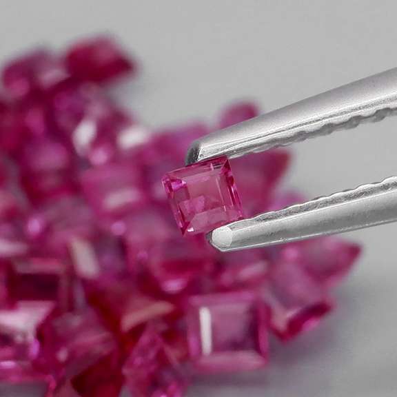 Superb 4.41ct 55 piece princess cut Ruby set