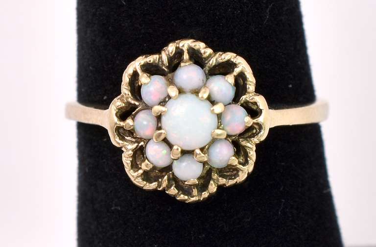 Vintage Opal Seed Ring In Yellow Gold