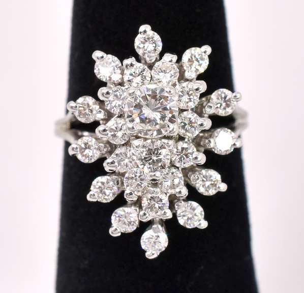 Sparkling Diamond Ring In 14K White Gold