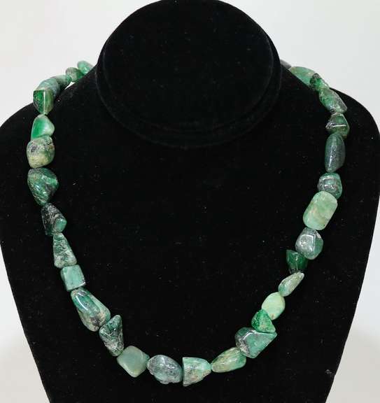 Genuine Emerald nugget necklace