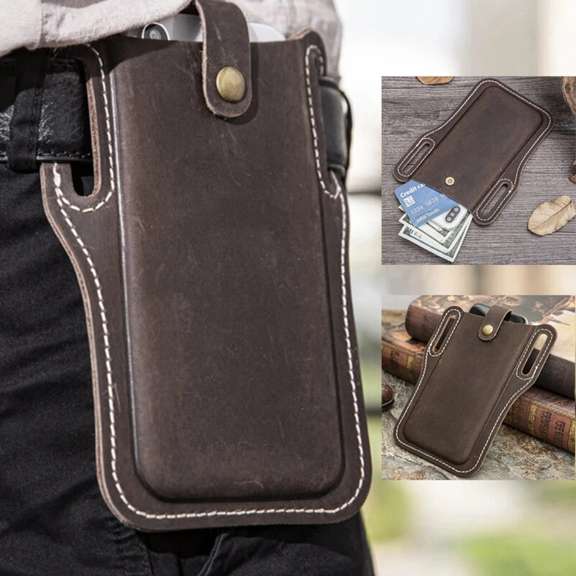 Men Genuine Leather Vintage 6.3 in Phone Bag Waist Bag