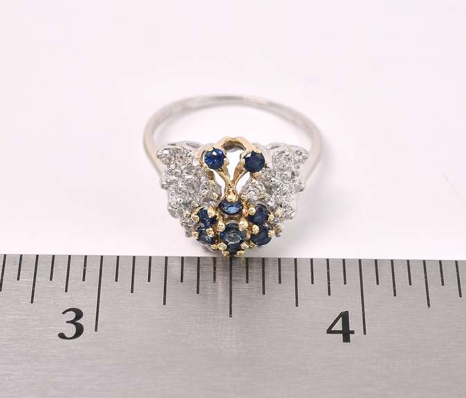 Fascinating Butterfly Ring With Blue Sapphire and Diamonds In 14K White Gold